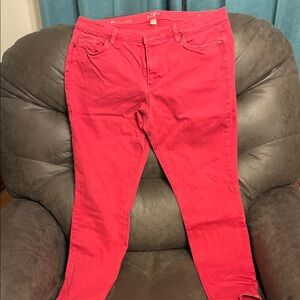 LOFT Women's Curvy Red Skinny Jeans